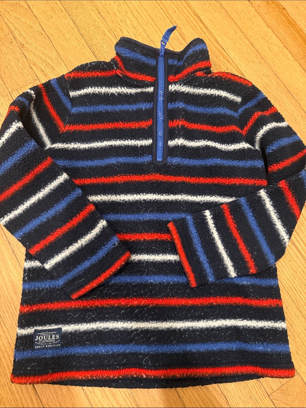 Joules Navy, Red & Blue Striped Quarter-Zip Sweater